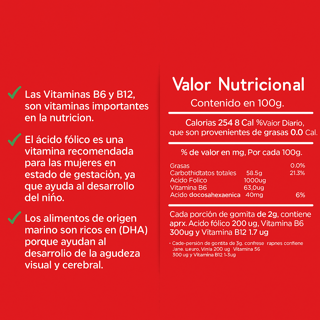 Gomitas DHA Ácido Fólico Vit. B6, B12